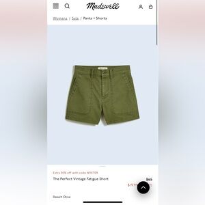 Madewell Vintage Fatigue Green Men's Shorts